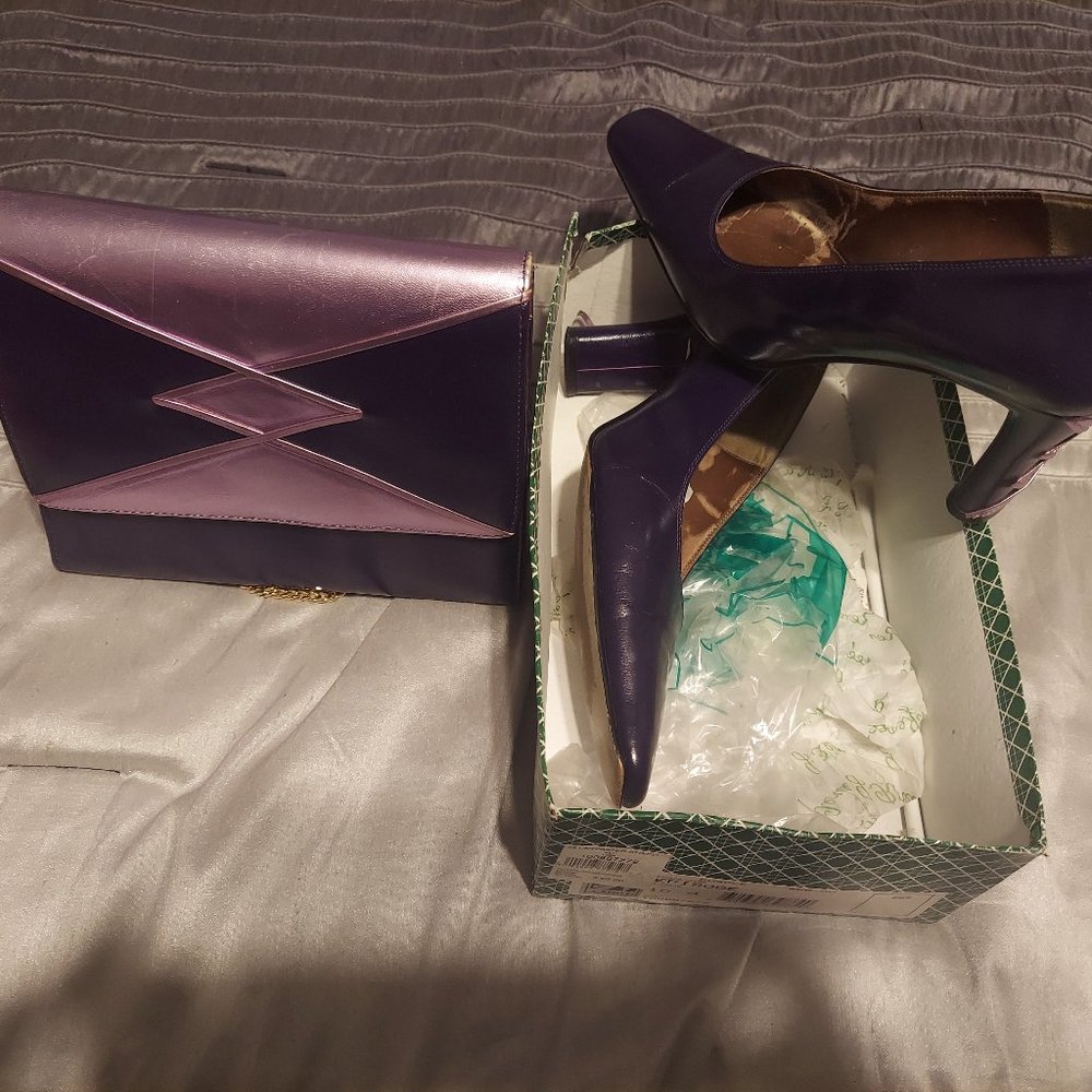 Purple heels with matching purse
